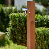 Triangle üçgen bahçe çeşmesi terracotta 100 cm - modern metal gövde musluk hortum askısı dahil