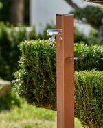 Triangle üçgen bahçe çeşmesi terracotta 100 cm - modern metal gövde musluk hortum askısı dahil