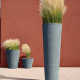 Tubra Slim Plastik Saksı Koyu Granit Doku