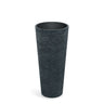 PROSPERPLAST 48x105 cm Tubra Slim koyu granit yatay çizgili dokulu yüksek plastik saksı.