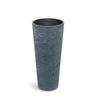 Prosperplast 48x105 cm Tubra Slim gri granit dokulu, iç hazneli yüksek dikey plastik saksı.