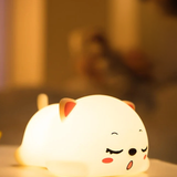 Uyuyan Kedi 7 Renk Işıklı Silikon Gece Lambası