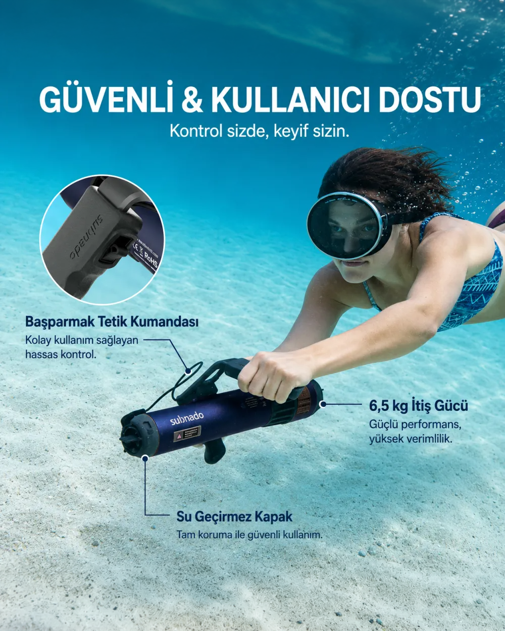 Waydoo Subnado Lite V2.0 Elektrikli Deniz Scooterı + Paddle Board Aparatı